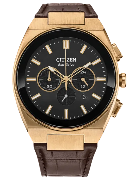 Citizen Eco-Drive Axiom CA4583-01E 43mm 50m WR cristal de zafiro correa de cuero movimiento Eco-Drive