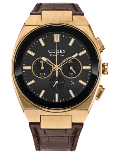 Citizen Eco-Drive Axiom CA4583-01E 43mm 50m WR cristal de zafiro correa de cuero movimiento Eco-Drive