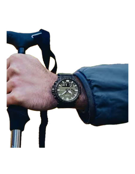 Radiocontrol solar Casio Pro Trek Climber PRW-61Y-3JF JDM altímetro, barómetro  brújula  termómetro corona atornillada