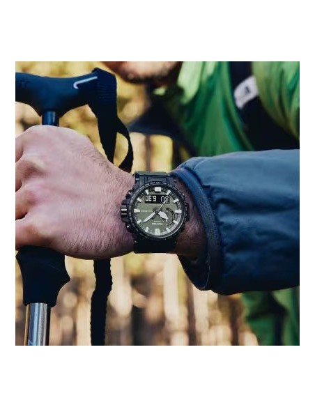 Radiocontrol solar Casio Pro Trek Climber PRW-61Y-3JF JDM altímetro, barómetro  brújula  termómetro corona atornillada