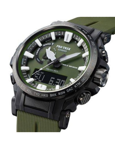 Radiocontrol solar Casio Pro Trek Climber PRW-61Y-3JF JDM altímetro, barómetro  brújula  termómetro corona atornillada