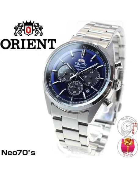 reloj cronógrafo solar hombre Orient Sporty NEO 70s WV0021TX JDM  SOLAR PANDA Royal Blue 42mm 100m WR