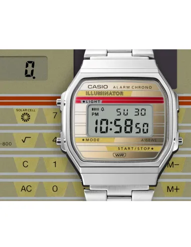 reloj unisex digital vintage Casio A168WEHA-9AJF 38,6 × 36,3mm alarma cronógrafo luz LED