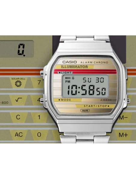 reloj unisex digital vintage Casio A168WEHA-9AJF 38,6 × 36,3mm alarma cronógrafo luz LED