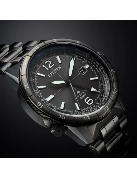 Reloj automático aviador hombre Citizen SkyHawk Promaster Air GMT  NB6045-51H JDM 44.5mm  200m WR cristal de zafiro