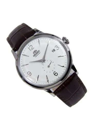 Reloj hombre automático Orient RA-AP0002S esfera plateada correa cuero marrón