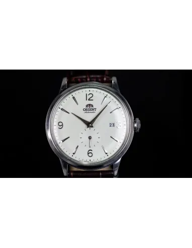 Reloj hombre automático Orient RA-AP0002S esfera plateada correa cuero marrón