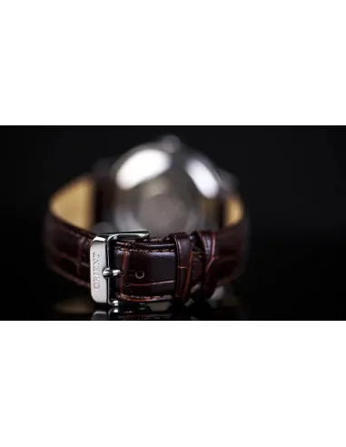 Reloj hombre automático Orient RA-AP0002S esfera plateada correa cuero marrón