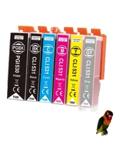 Pack 6 Cartuchos de Tinta Canon PGI-530 XL / CLI-531 XL PIXMA TS8750 TS8751