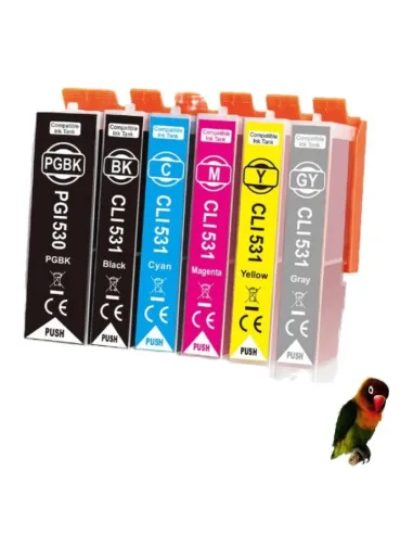 Pack 6 Cartuchos de Tinta Canon PGI-530 XL / CLI-531 XL PIXMA TS8750 TS8751