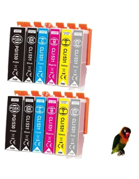 12 Cartuchos de Tinta Canon PGI-530 XL / CLI-531 XL PIXMA TS8750 TS8751
