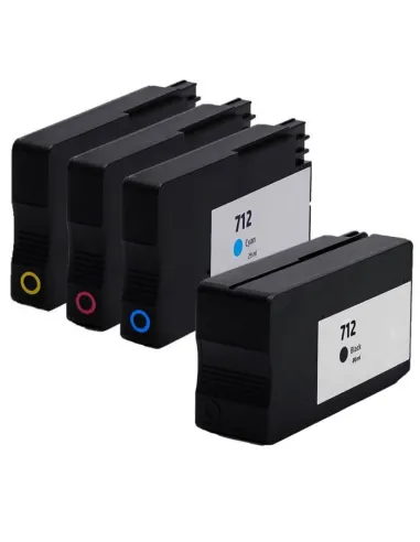 4 Tintas Compatibles HP 712 HP 712XL Cartuchos de Tinta para HP DesignJet Studio 24 / 36 - DesignJet T210 / T230 / T250 / T630 /