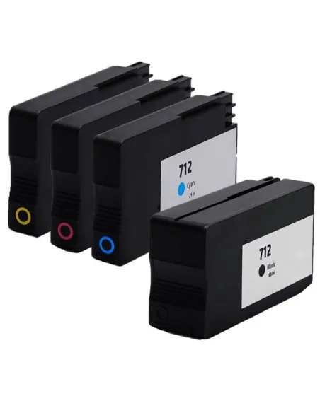 4 Tintas Compatibles HP 712 HP 712XL Cartuchos de Tinta para HP DesignJet Studio 24 / 36 - DesignJet T210 / T230 / T250 / T630 /