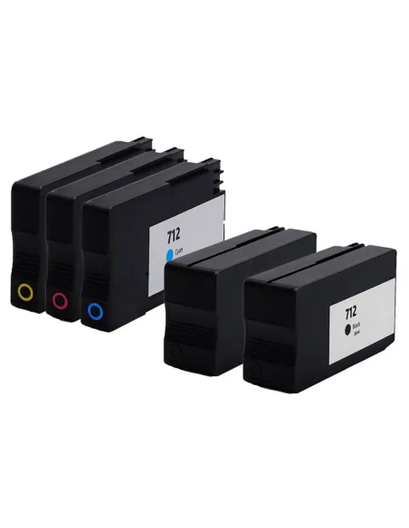 5 Tintas Compatibles HP 712 HP 712XL Cartuchos de Tinta para HP DesignJet Studio 24 / 36 - DesignJet T210 / T230 / T250 / T630 /