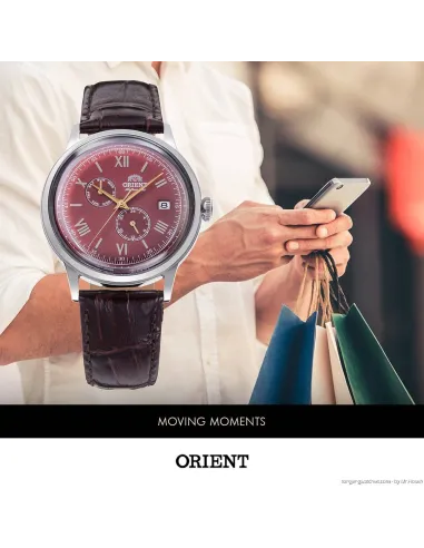 reloj automático hombre Orient Bambino RA-AK0705R 40.5mm 30m WR Correa de cuero (admite cuerda manual)