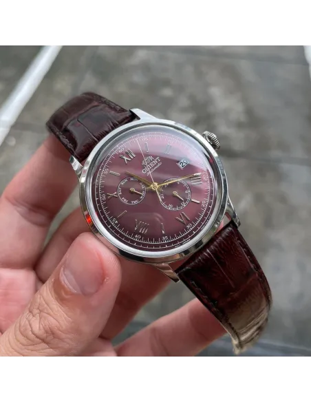 reloj automático hombre Orient Bambino RA-AK0705R 40.5mm 30m WR Correa de cuero (admite cuerda manual)