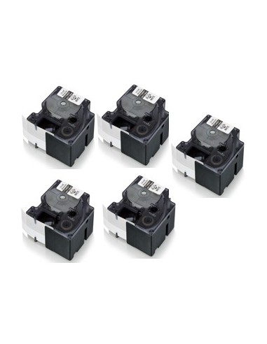 5 cintas Compatible Dymo 18445 / S0718620 Negro / Blanco para Dymo Rhino 4200, 5200, 5000, 6000