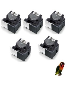 5 cintas Compatible Dymo 18445 / S0718620 Negro / Blanco para Dymo Rhino 4200, 5200, 5000, 6000