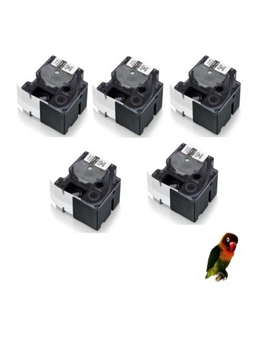 5 cintas Compatible Dymo 18445 / S0718620 Negro / Blanco para Dymo Rhino 4200, 5200, 5000, 6000