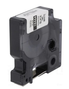 Dymo 18444 compatible cinta rotuladora cinta de vinilo, negro sobre blanco, 12mm