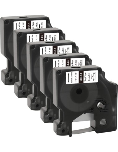 5 Dymo 18444 compatible cinta rotuladora S0718600 Cartucho de etiquetas para impresora DYMO RHINO, 18444 Compatible con cinta de