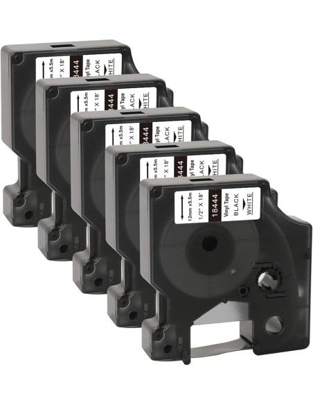 5 Dymo 18444 compatible cinta rotuladora S0718600 Cartucho de etiquetas para impresora DYMO RHINO, 18444 Compatible con cinta de