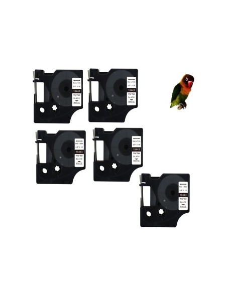 Compatible Cinta reemplazo para Dymo Rhino 18443 9mm x 5,5 m etiqueta industrial vinilo para Dymo Rhino 4200 5200 6000 1000 3000