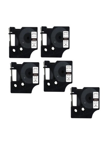 Compatible Cinta reemplazo para Dymo Rhino 18443 9mm x 5,5 m etiqueta industrial vinilo para Dymo Rhino 4200 5200 6000 1000 3000