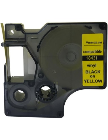 5 cintas compatibles Dymo 18431 negro sobre amarillo 19mmX5.5M Com Dymo Rhino