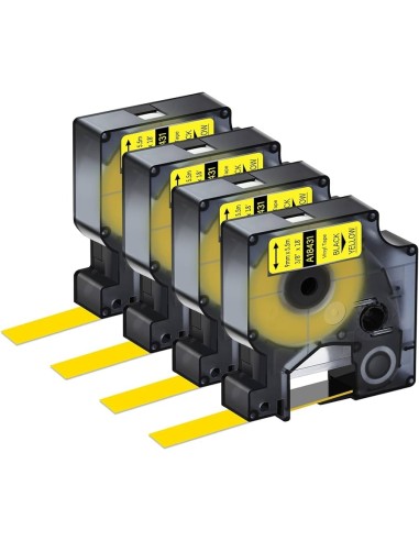 5 cintas compatibles Dymo 18431 negro sobre amarillo 19mmX5.5M Com Dymo Rhino