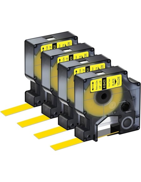 copy of Dymo 18431 compatible cinta rotuladora negro sobre amarillo 12mmX5.5M Com Dymo Rhino