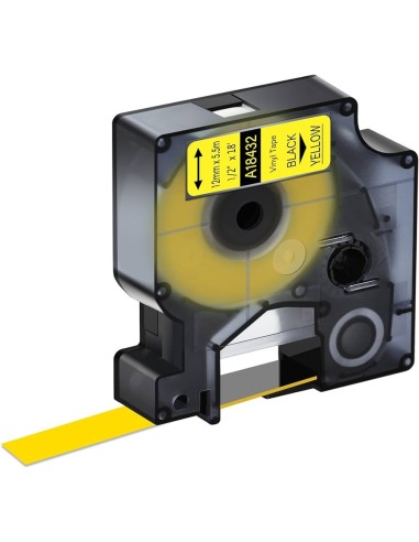 copy of Dymo 18432 compatible cinta rotuladora negro sobre amarillo 12mmX5.5M Com Dymo Rhino