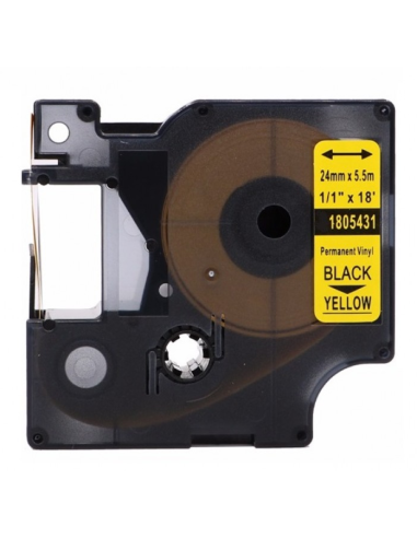 Dymo 1805431 negro sobre amarillo compatible cinta rotuladora 24mmX5.5M Con Dymo Rhino