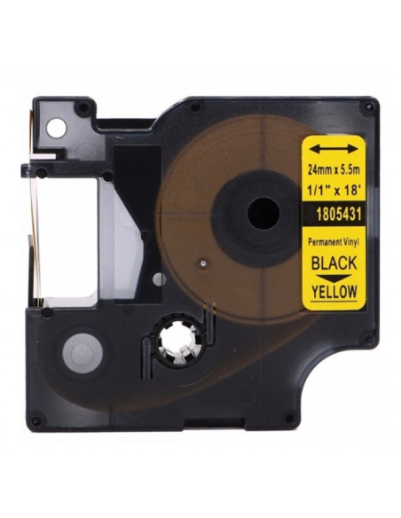 5 Dymo 1805431 negro sobre amarillo compatibles cinta rotuladora 24mmX5.5M Con Dymo Rhino