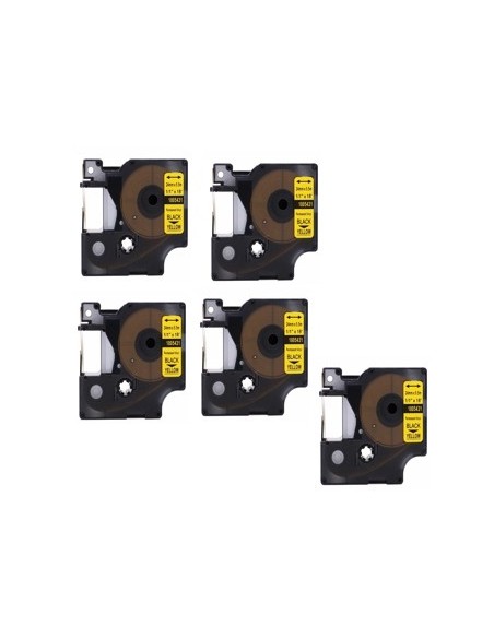 5 Dymo 1805431 negro sobre amarillo compatibles cinta rotuladora 24mmX5.5M Con Dymo Rhino