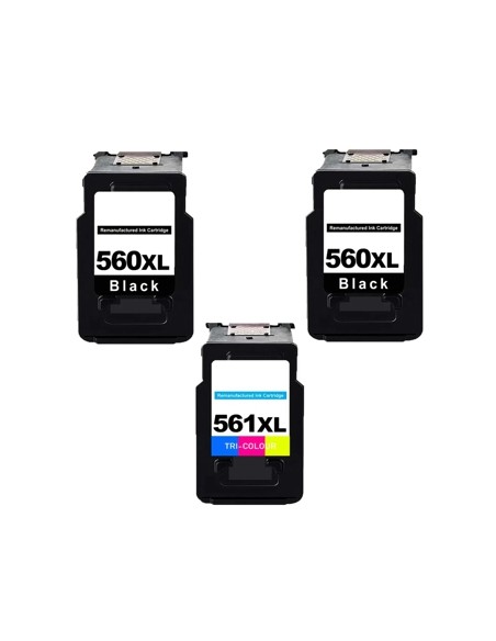 pack 3 TINTAS Compatibles Canon PG560XL + CL561XL NEGRO COLOR TS5350-TS5351-TS5352-TS5353-TS7450-TS7451
