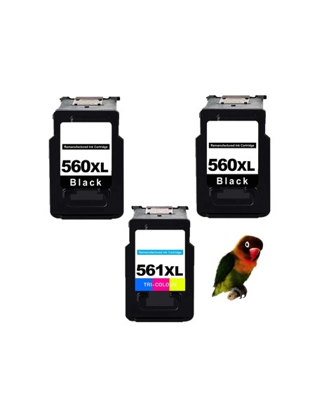 pack 3 TINTAS Compatibles Canon PG560XL + CL561XL NEGRO COLOR TS5350-TS5351-TS5352-TS5353-TS7450-TS7451