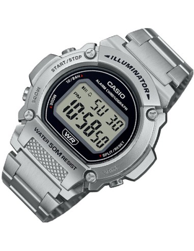 reloj deportivo hombre Casio  W-219HD-1AV 50m WR luz led 7 años batería correa de acero