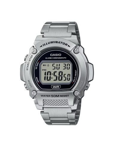 reloj deportivo hombre Casio  W-219HD-1AV 50m WR luz led 7 años batería correa de acero