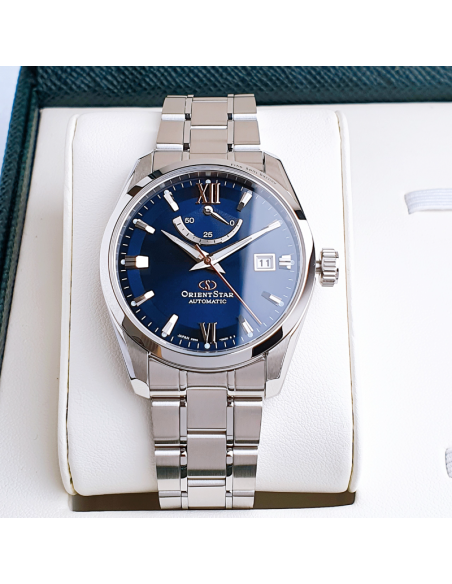 Orient Star RK-AU0005L JDM 38.5MM blue dial sapphire crystal steel band 100m WR JDM (Japan domestic market)