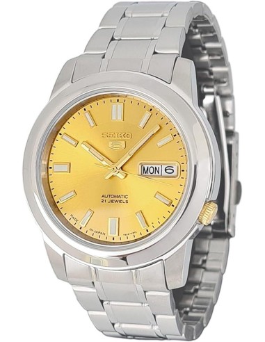 reloj automático unisex Seiko 5 SNKK13J1 Hecho en Japón 37mm 30m WR correa de acero