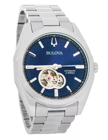 reloj automático hombre Bulova Surveyor 96A275 42mm 30m WR / 3ATM correa de acero dial azul