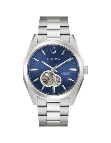 reloj automático hombre Bulova Surveyor 96A275 42mm 30m WR / 3ATM correa de acero dial azul