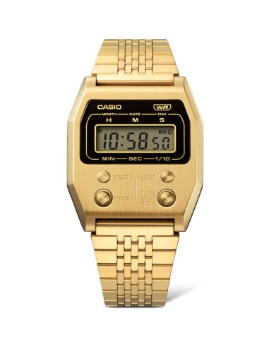 reloj digital retro vintage Casio A1100G-5 remember 52QS-14B 70’s edition 40 × 35 × 9.1 mm  baño de iones