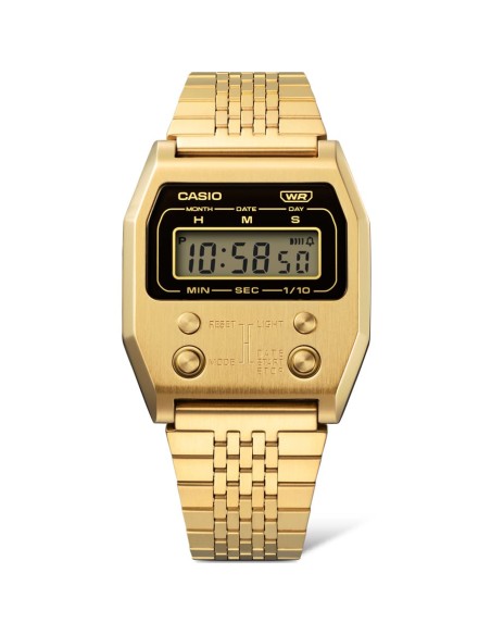 reloj digital retro vintage Casio A1100G-5 remember 52QS-14B 70’s edition 40 × 35 × 9.1 mm  baño de iones
