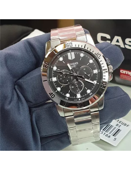 reloj cronógrafo analógico hombre Casio MTP-VD300D-1E 45mm correa de acero