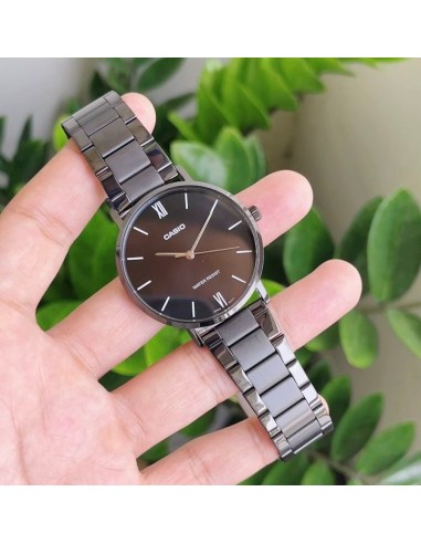 reloj clásico minimalista hombre Casio MTP-VT01B-1B 40mm baño de iones correa de acero