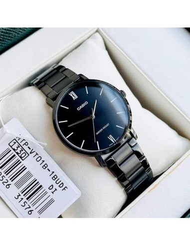 reloj clásico minimalista hombre Casio MTP-VT01B-1B 40mm baño de iones correa de acero