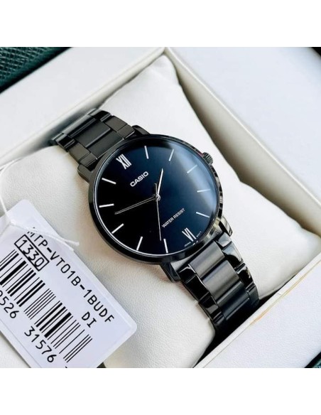 reloj clásico minimalista hombre Casio MTP-VT01B-1B 40mm baño de iones correa de acero