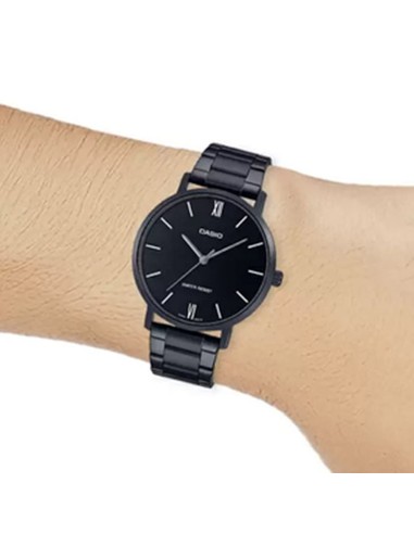 reloj clásico minimalista hombre Casio MTP-VT01B-1B 40mm baño de iones correa de acero